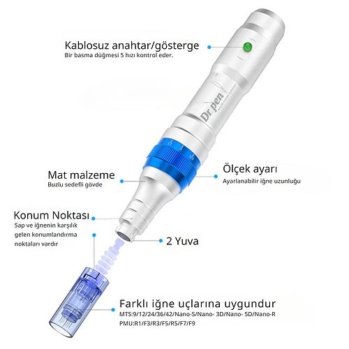 Dr.Pen A6 Şarjlı Dermapen Yedek Bataryalı Dermapen Cihazı Mikro İğneleme Cihazı